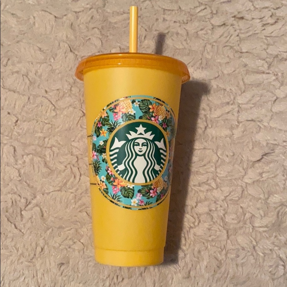 Starbucks color changing tumbler floral decal